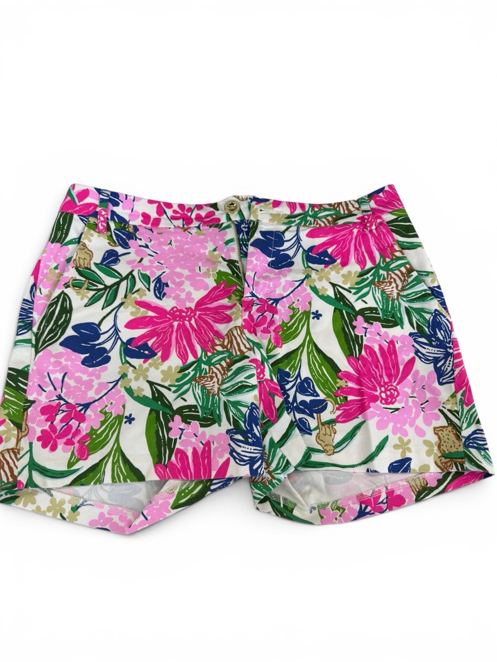 Lilly Pulitzer Tropical Floral High-Waist Shorts - Pink Green Blue